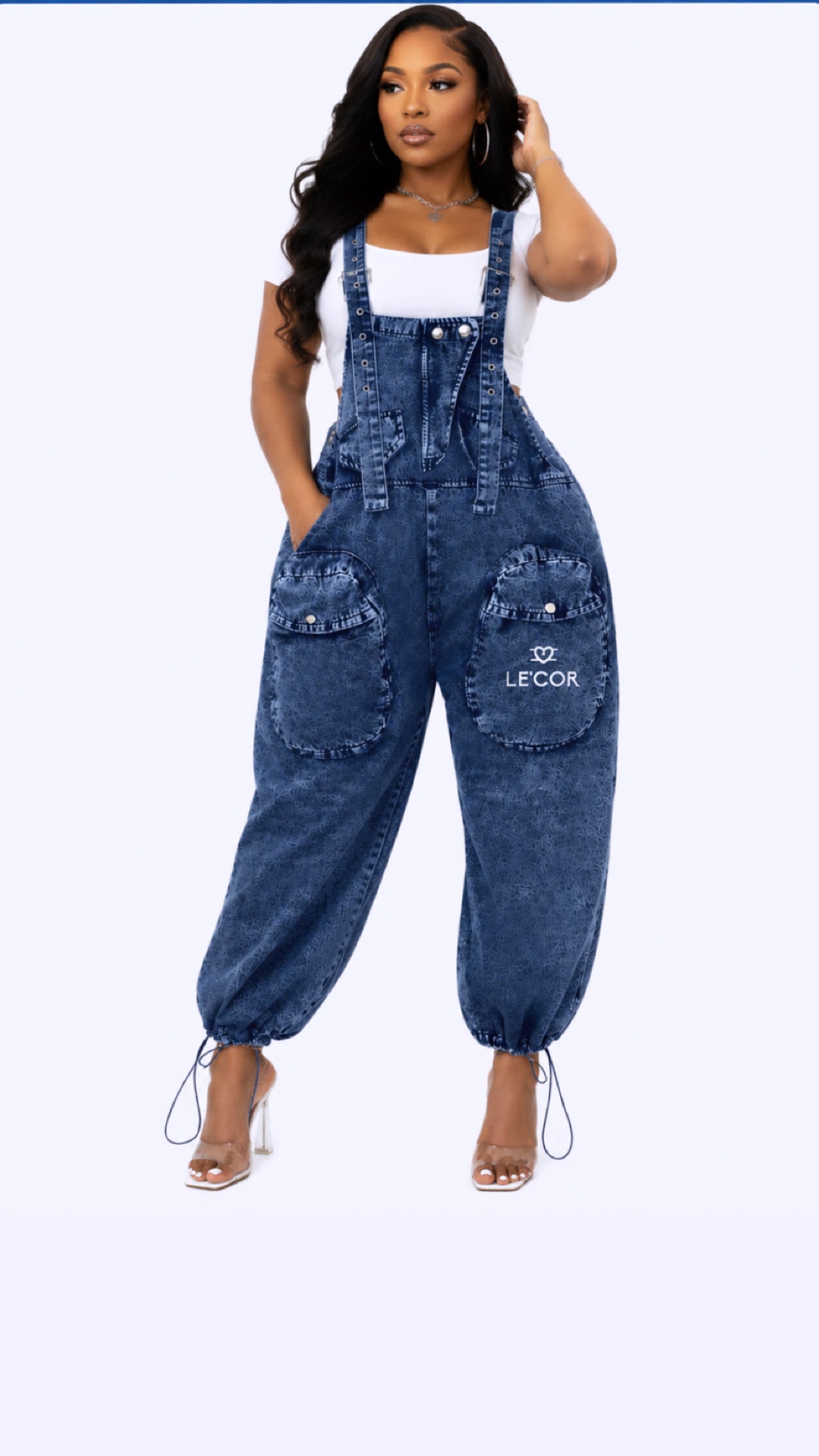 Denim Overalls Loose Wide Leg Jean Jumpsuit $95