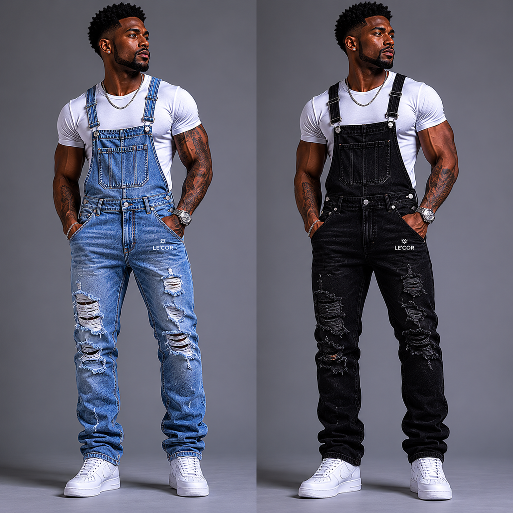 Skinny Diatressed Denim Overall  $90