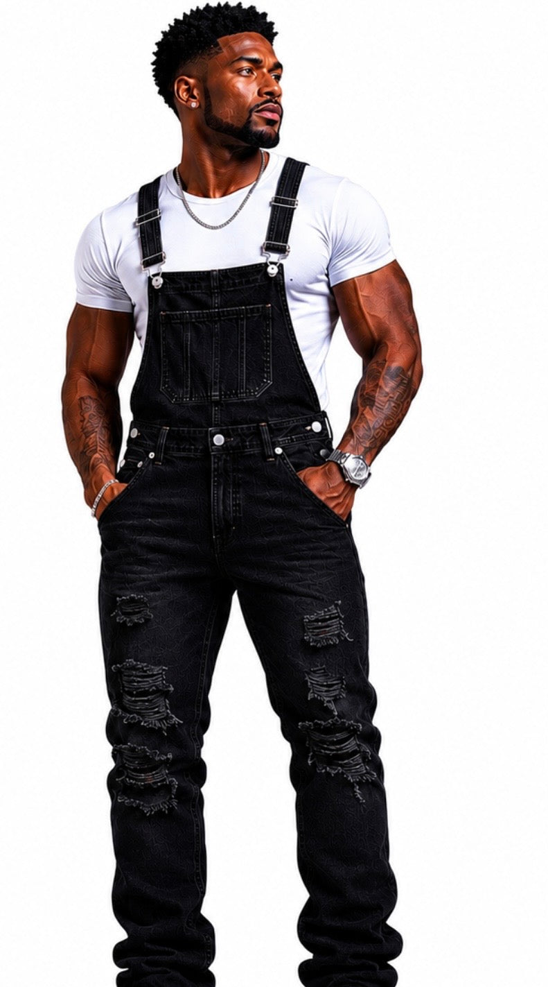 Skinny Diatressed Denim Overall  $90